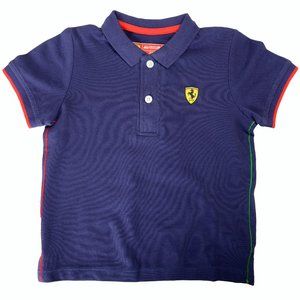 Scuderia Ferrari Kid "Ita Flag Piquet" Navy Blue Short Sleeve Polo Shirt